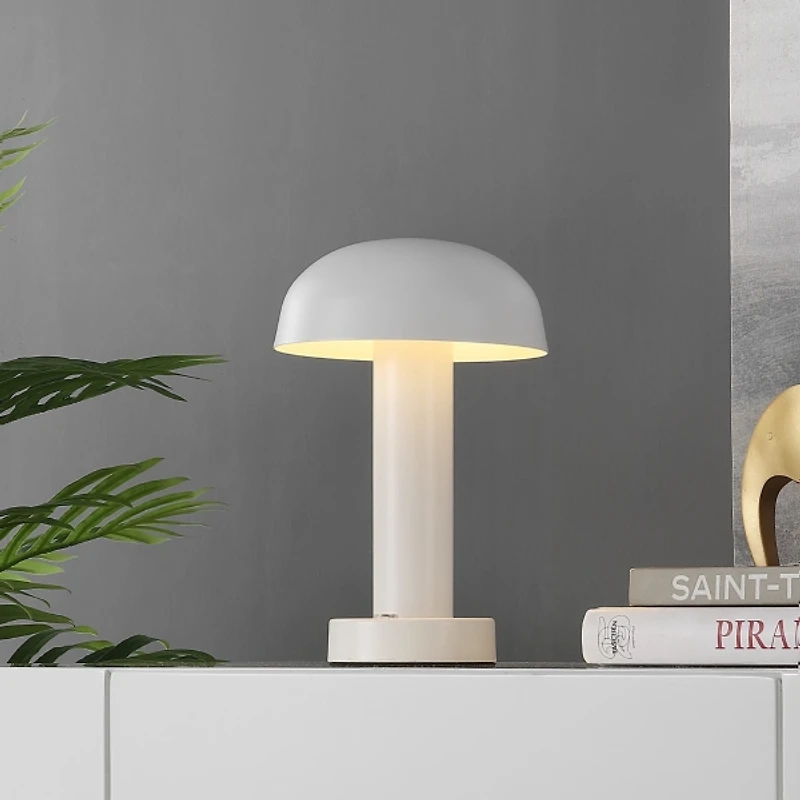 White Metal LED Cordless Touch Lamp, 10 in.