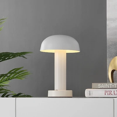 White Metal LED Cordless Touch Lamp, 10 in.