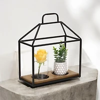 Two Glass Inserts Black Metal Lantern
