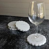 White Marble Scalloped Edge Coasters, Set of 3