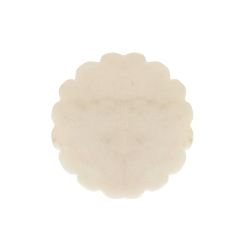 White Marble Scalloped Edge Coasters, Set of 3