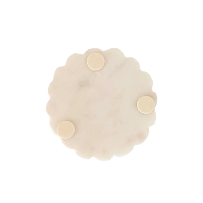 White Marble Scalloped Edge Coasters, Set of 3