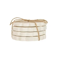 White Marble Scalloped Edge Coasters, Set of 3