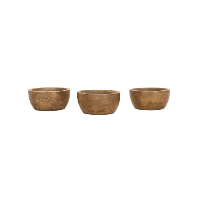 Natural Wood Pinch Bowls, Set of 3