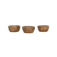 Natural Wood Pinch Bowls, Set of 3