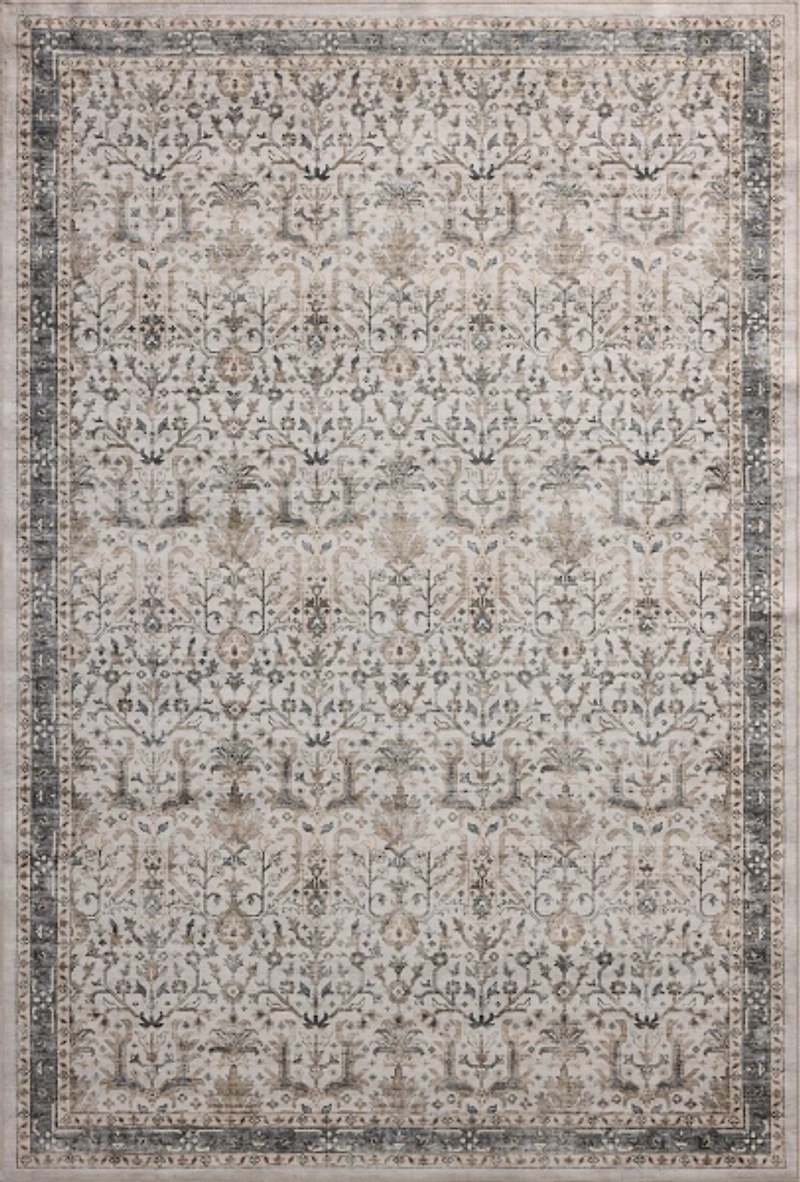Anniston Ivory Stone Washable Area Rug, 5x8