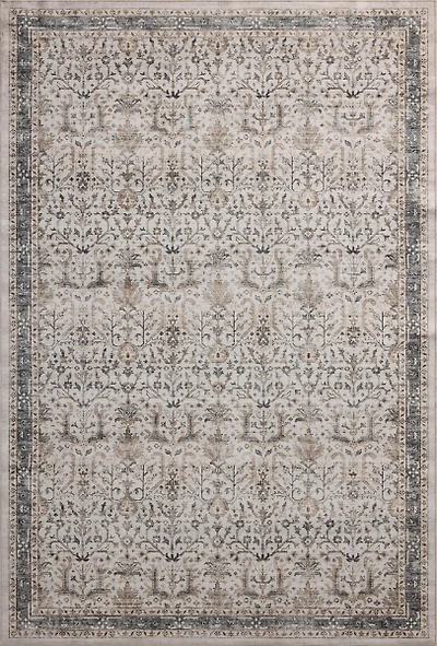 Anniston Ivory Stone Washable Area Rug, 5x8