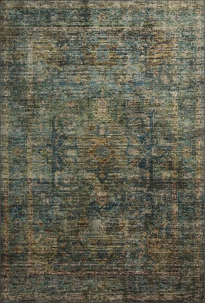 Anniston Vintage Blue Washable Area Rug, 8x10