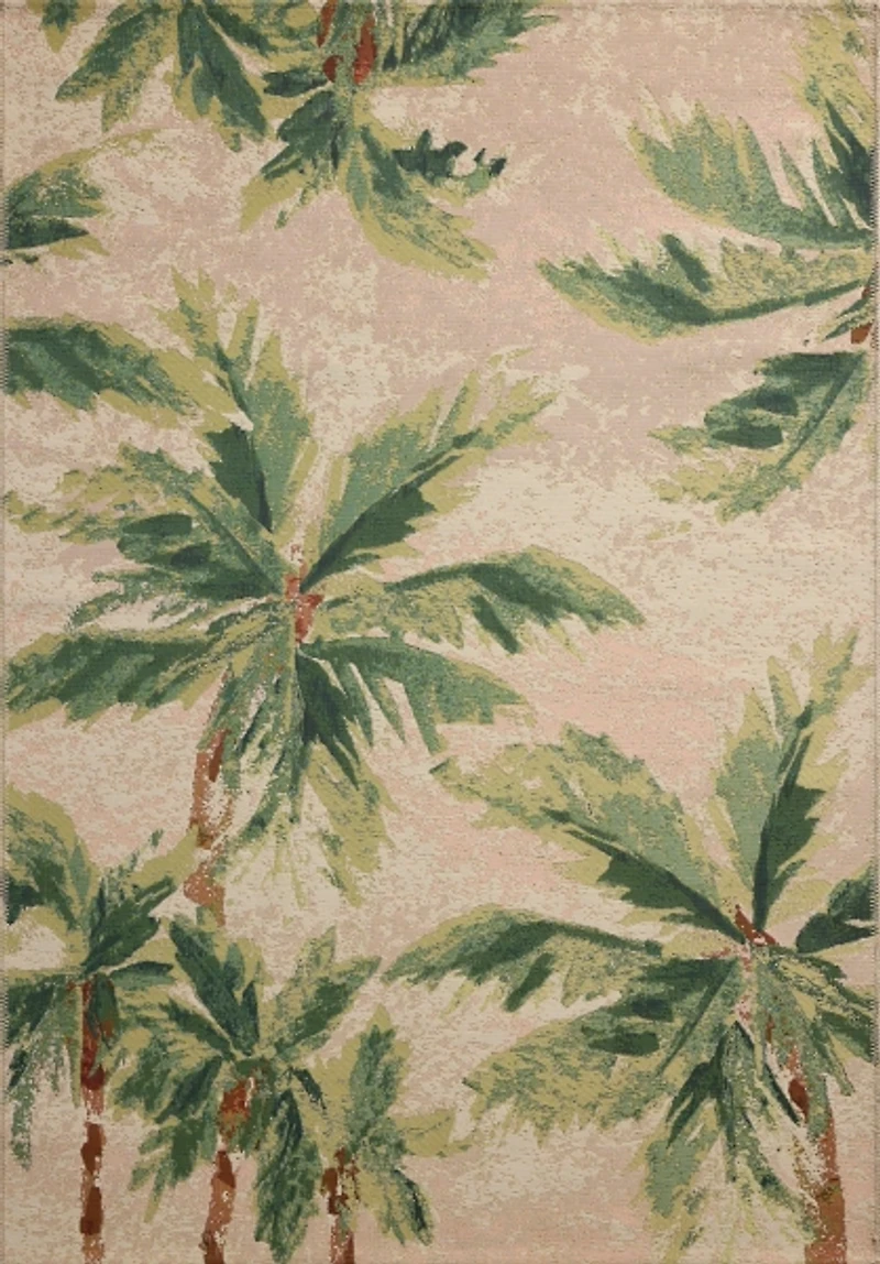 Clay and Green Palm Trees Area Rug, 5x7