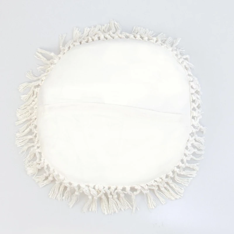 Round White Tassel Pillow