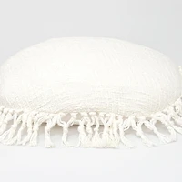 Round White Tassel Pillow