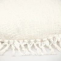 Round White Tassel Pillow