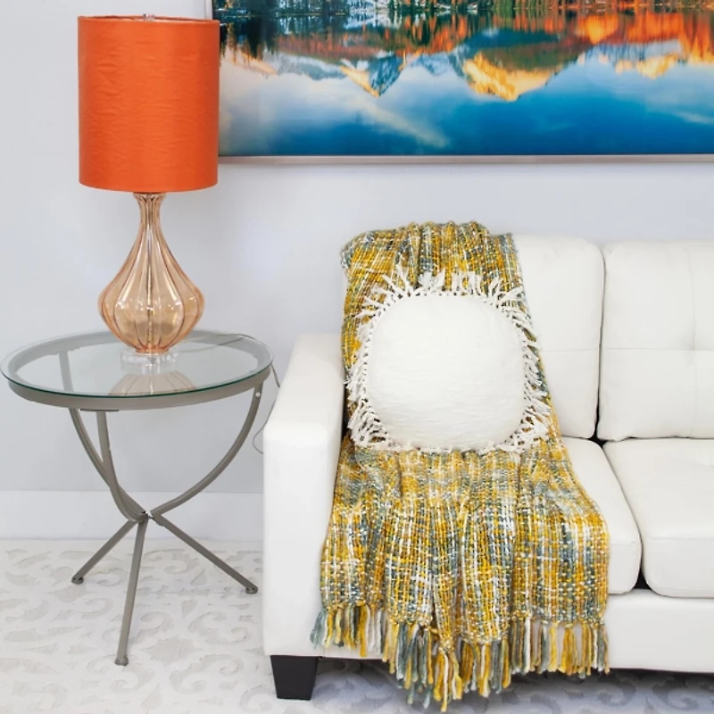 Round White Tassel Pillow