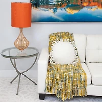 Round White Tassel Pillow