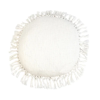 Round White Tassel Pillow