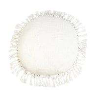 Round White Tassel Pillow