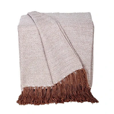 Coffee Chevron Tassel Throw