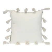 Blue Woven Texture Tassel Pillow