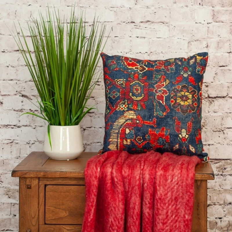 Blue Woven Tapestry Pillow