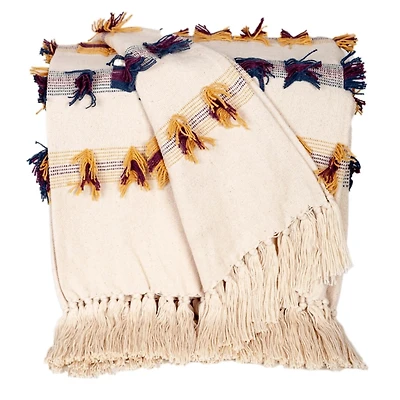 Colorful Fringe Stripe Throw