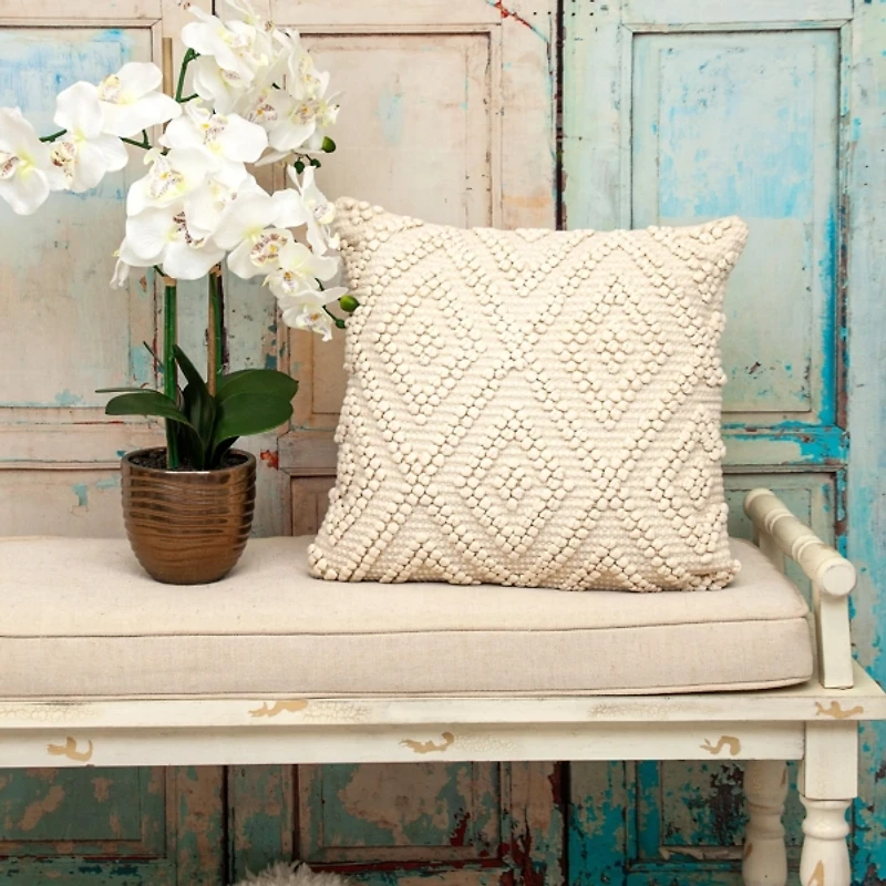 Ivory Knotted Diamond Pillow