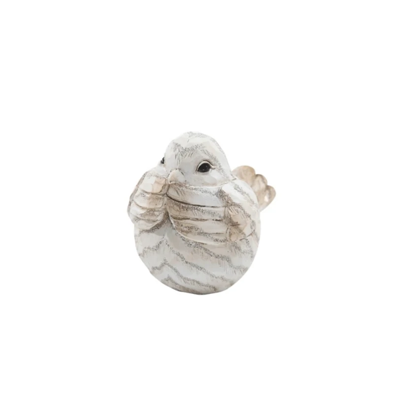 Cream Resin Bird Figurines, Set of 3