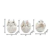 Cream Resin Bird Figurines, Set of 3