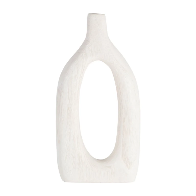 White Wood Cut Out Vase
