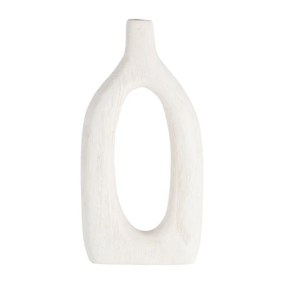 White Wood Cut Out Vase