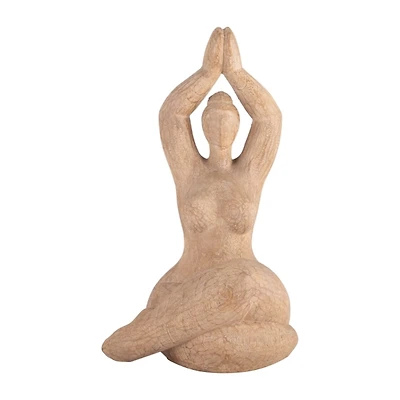Brown Resin Namaste Female Yoga Figurine