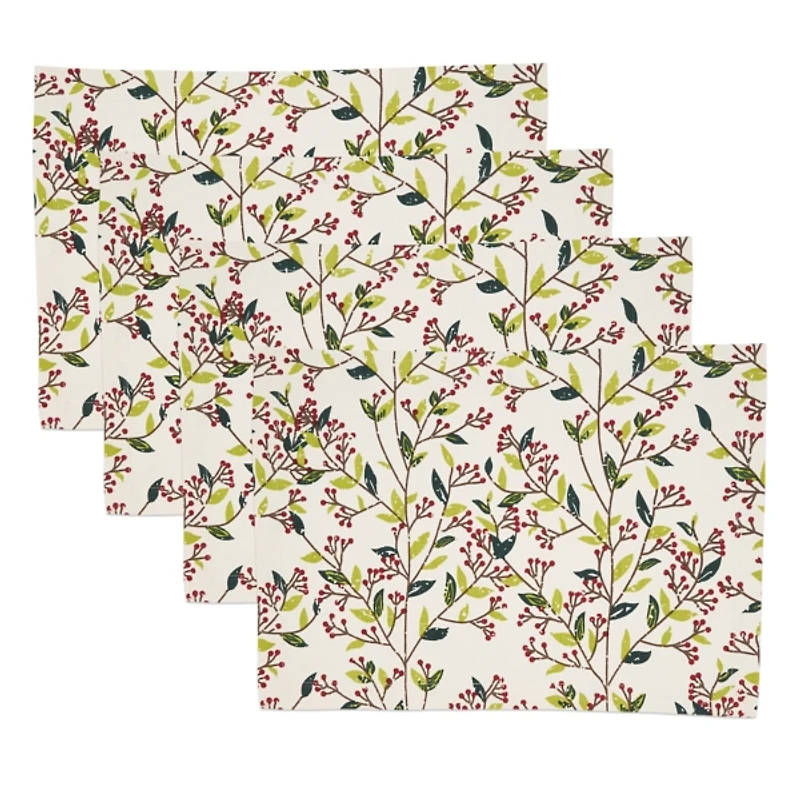 Red Berry Delight Cotton Placemats, Set of 4