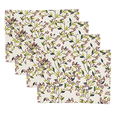 Red Berry Delight Cotton Placemats, Set of 4
