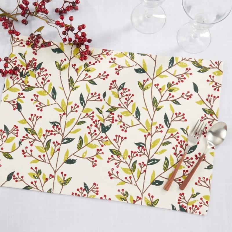 Red Berry Delight Cotton Placemats, Set of 4