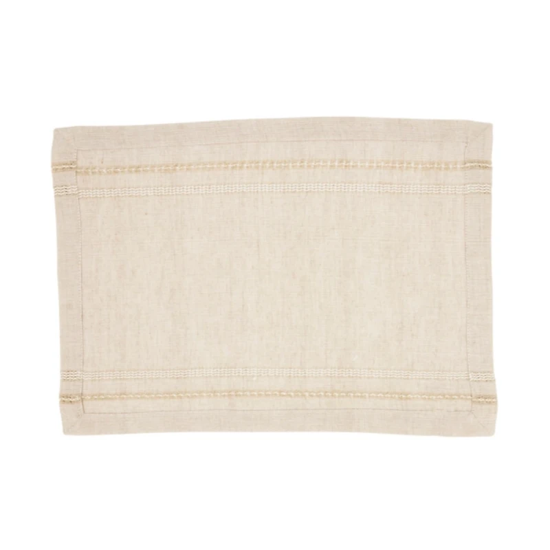 Natural Leno Striped Placemats, Set of 4