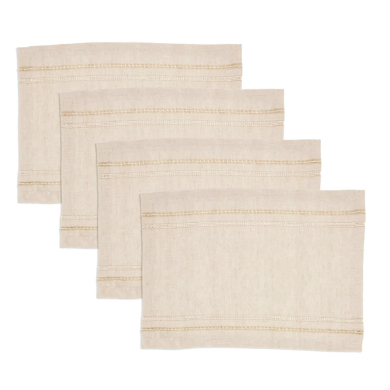 Natural Leno Striped Placemats, Set of 4