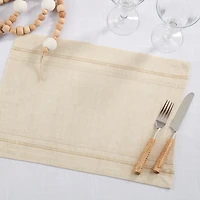 Natural Leno Striped Placemats, Set of 4