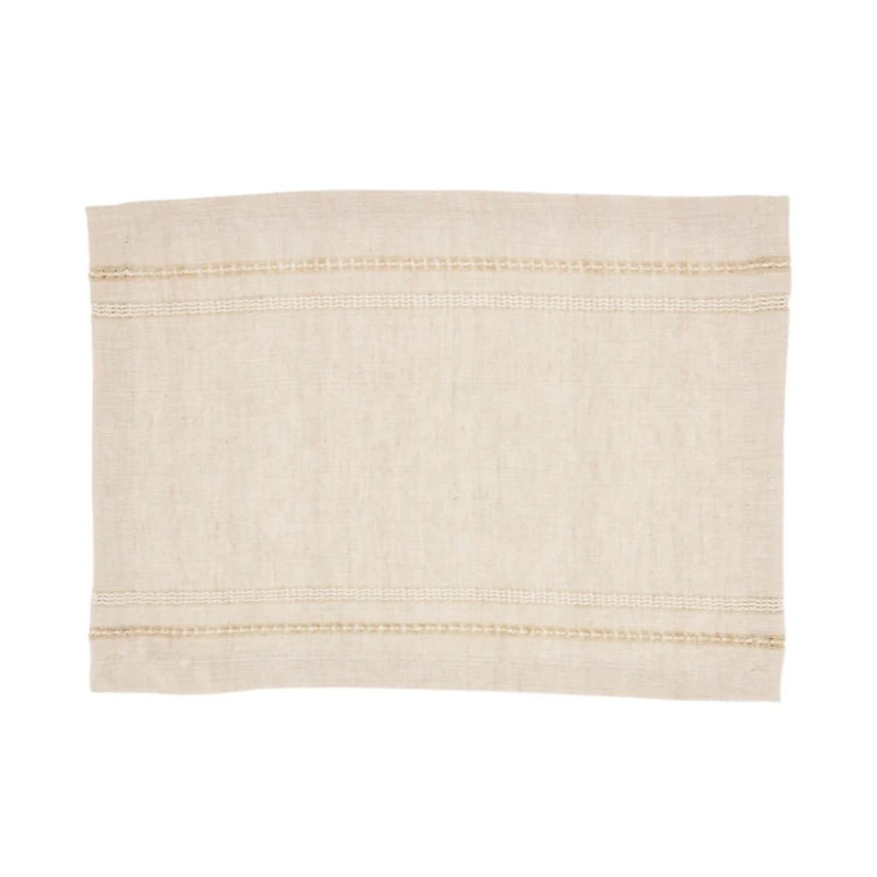 Natural Leno Striped Placemats, Set of 4