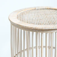 Whitewash Rattan Basket Side Table