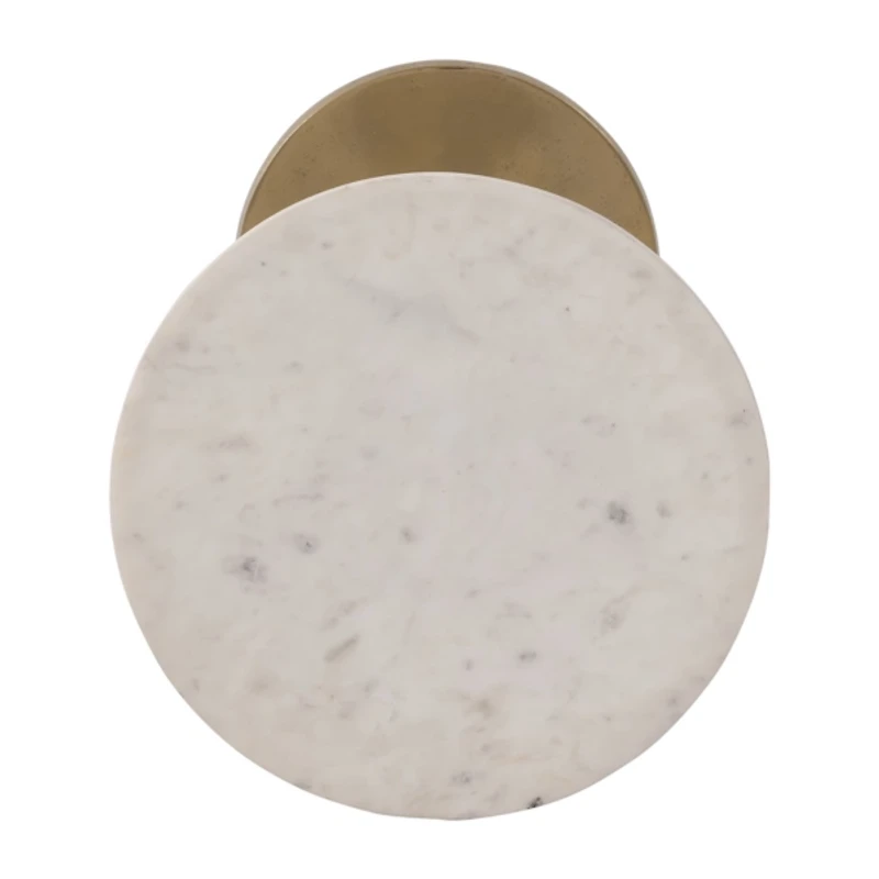 Gold White Modern Round Pedestal Accent Table