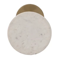 Gold White Modern Round Pedestal Accent Table