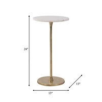 Gold White Modern Round Pedestal Accent Table