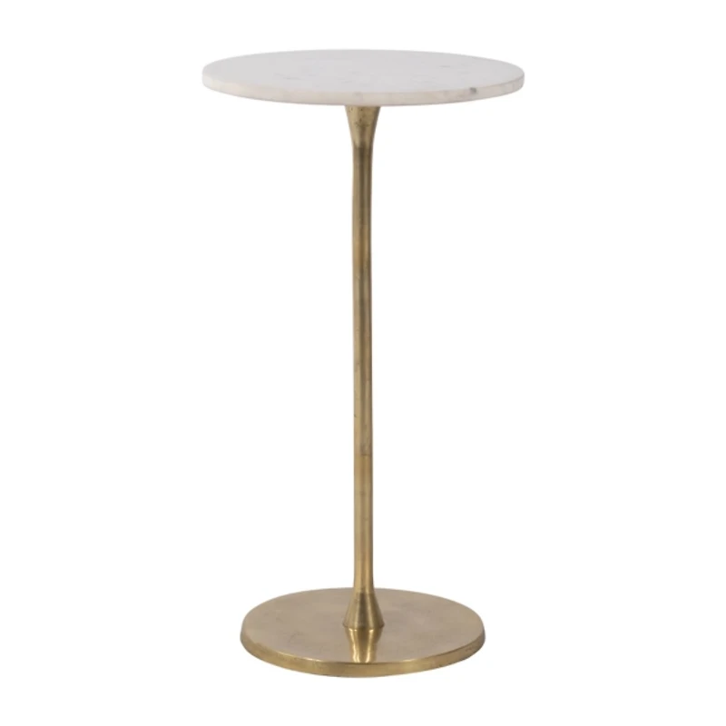Gold White Modern Round Pedestal Accent Table
