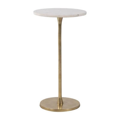 Gold White Modern Round Pedestal Accent Table