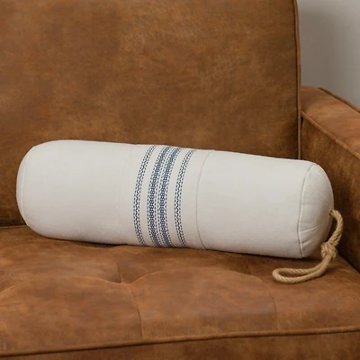 White Striped Buoy Shaped Pillow