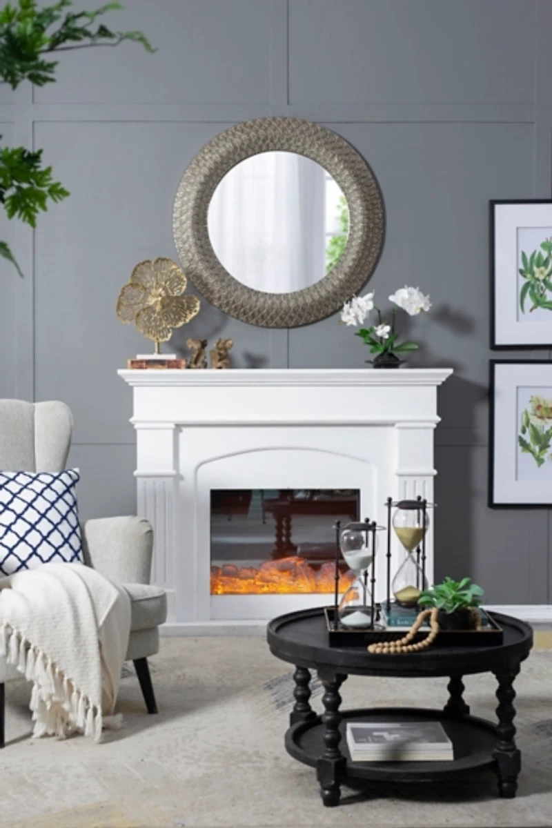 Round Bronze Woven Texture Wall Mirror