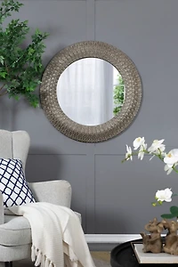 Round Bronze Woven Texture Wall Mirror