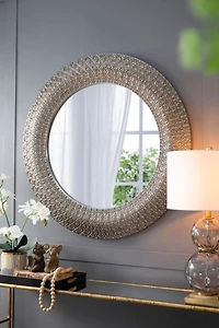 Round Bronze Woven Texture Wall Mirror