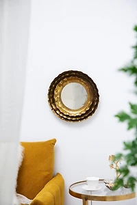 Round Gold Floral Wall Mirror