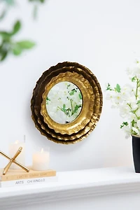 Round Gold Floral Wall Mirror