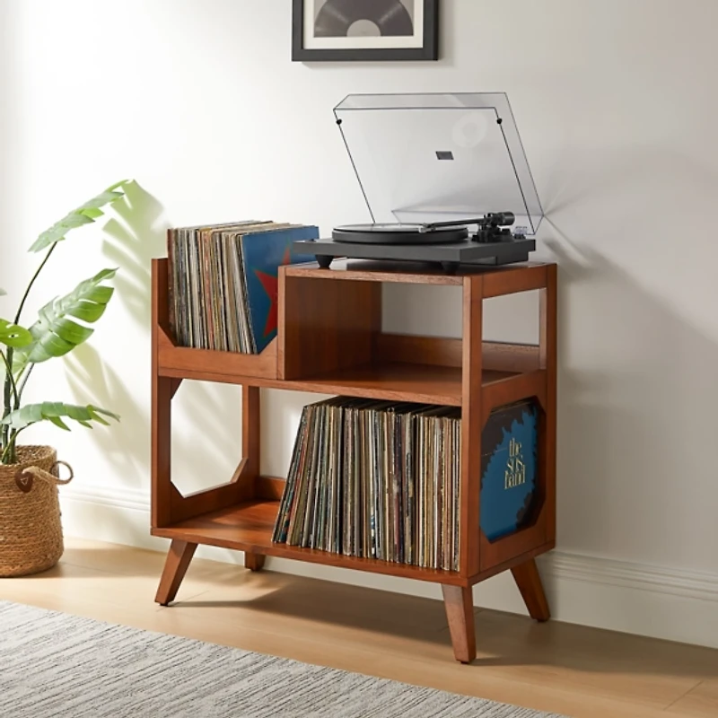 Asheville Walnut Record Player Stand, 32.5 in.